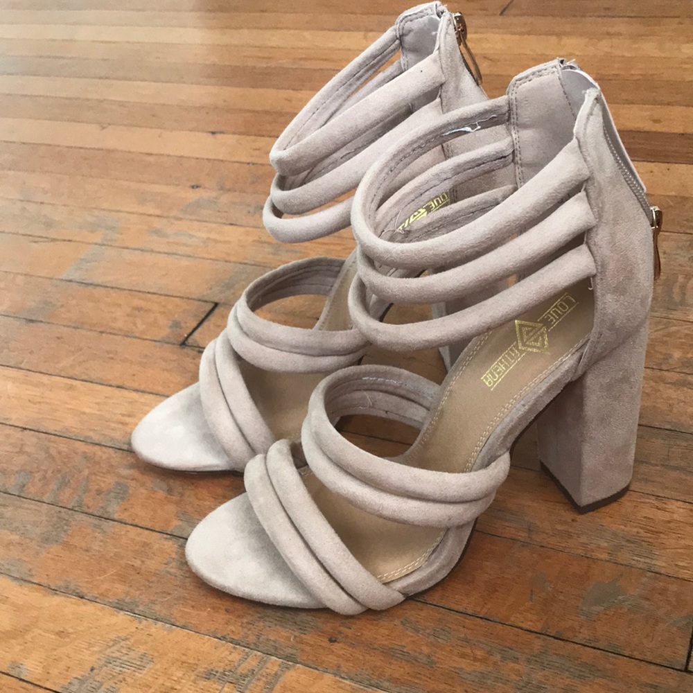 Nude block heels